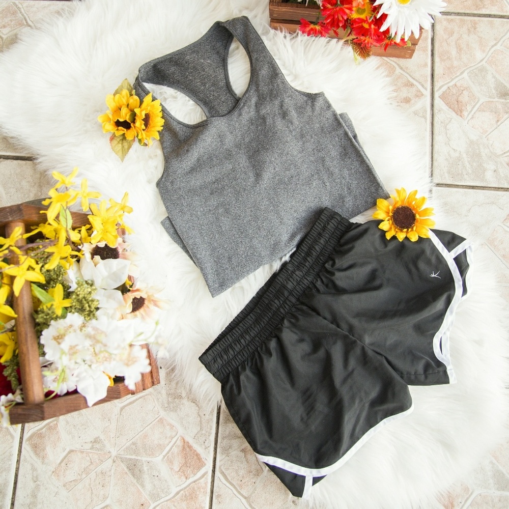 Workout Bundle: Grey Tank & Black Shorts